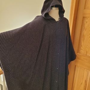 Vintage Coloratura Boston Wool Tweed Hooded Cape One Size